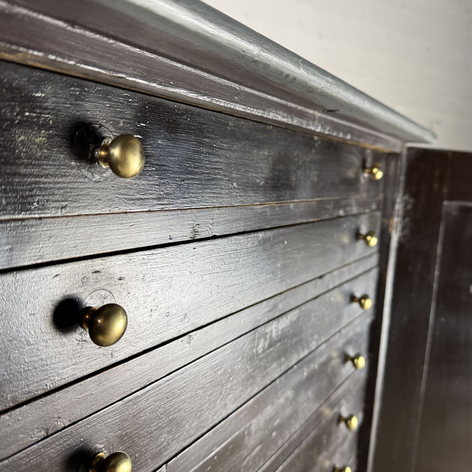 Antique Pine And Hardwood 10 Drawer Collectors Cabinet photo vinterior