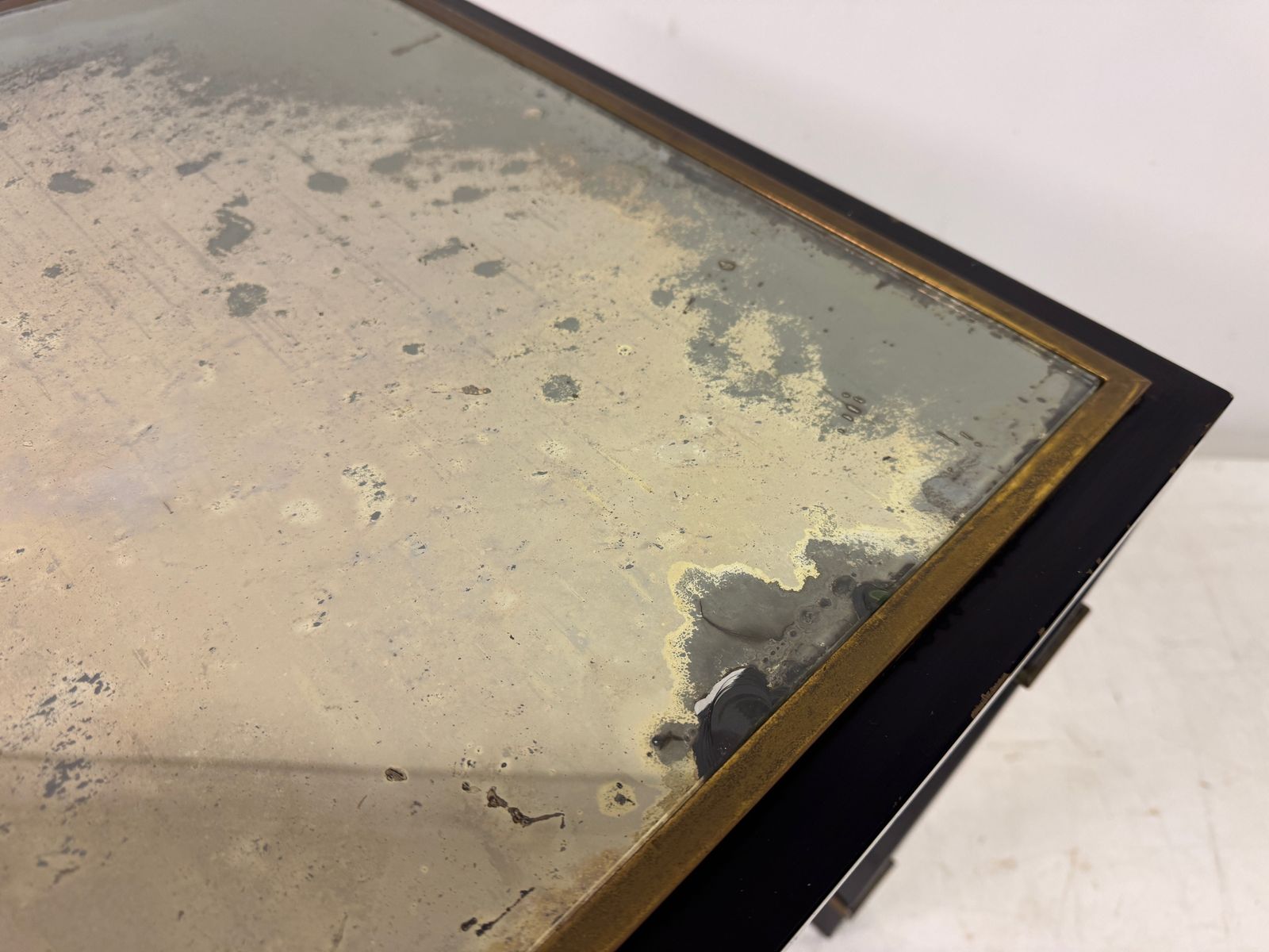 Furniture 1970s Black And Brass Side Table With Greek Key Detail photo