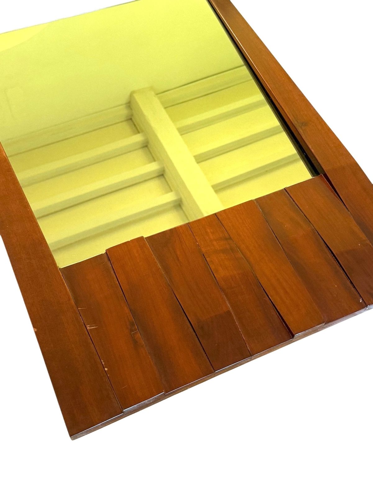 Luciano Frigerio, Hollywood Regency Mod. Barium Solid Walnut Mirror, Italy 1970s photo buy