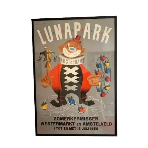 Lunapark Poster By Reyn Dirksen, Netherlands 1950