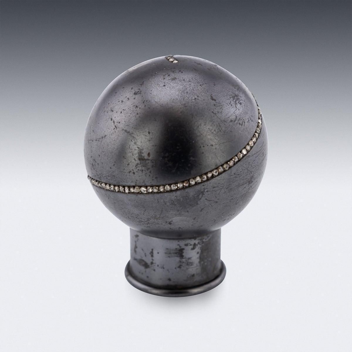Antique 20th Century Imperial Russian Gun Metal & Diamond Cane Handle C.1900 photo for sale