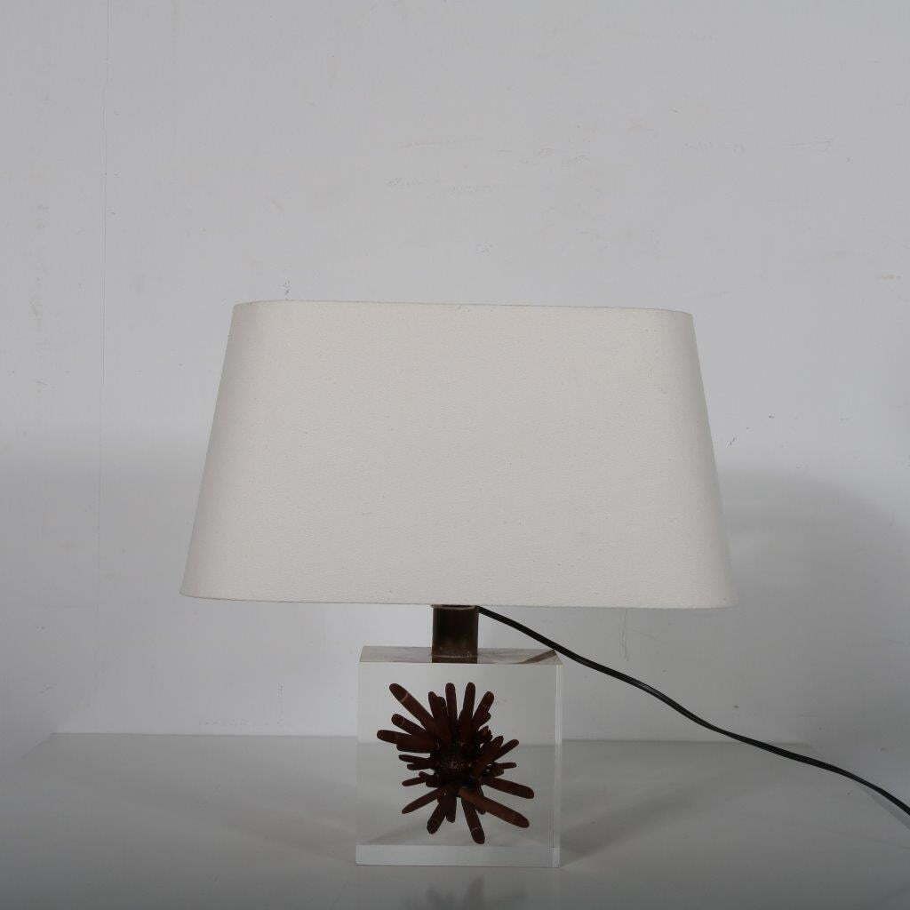 Pierre Giraudon Resin With Coral Table Lamp, France 1970 photo furniture