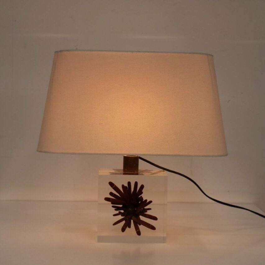 photo furniture Pierre Giraudon Resin With Coral Table Lamp, France 1970