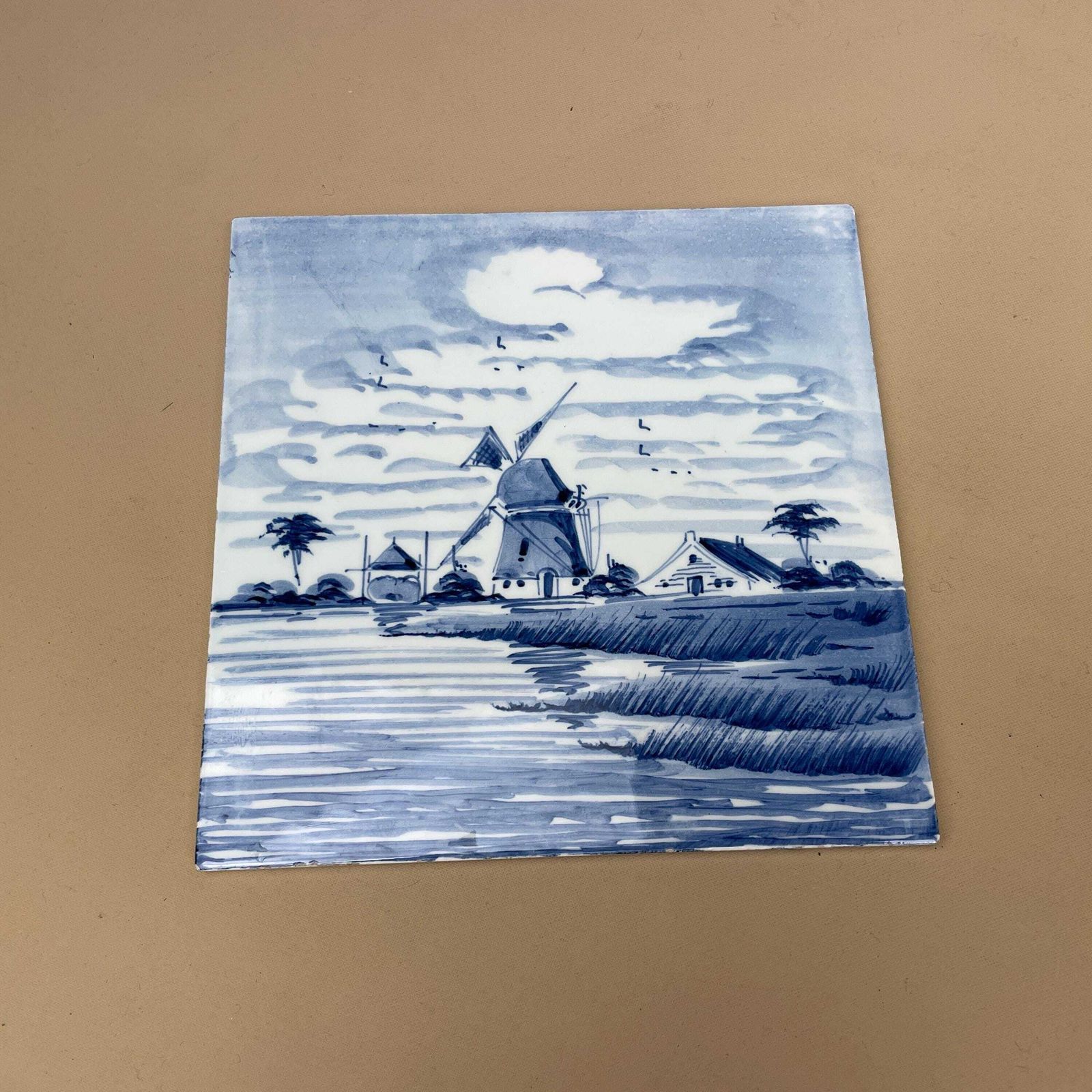 Vintage Tile Ceramic Square Old Pattern 15.5x15.5cm Placemat Patterned Decorative Victorian Coaster Plant Stand Blue Mill photo furniture