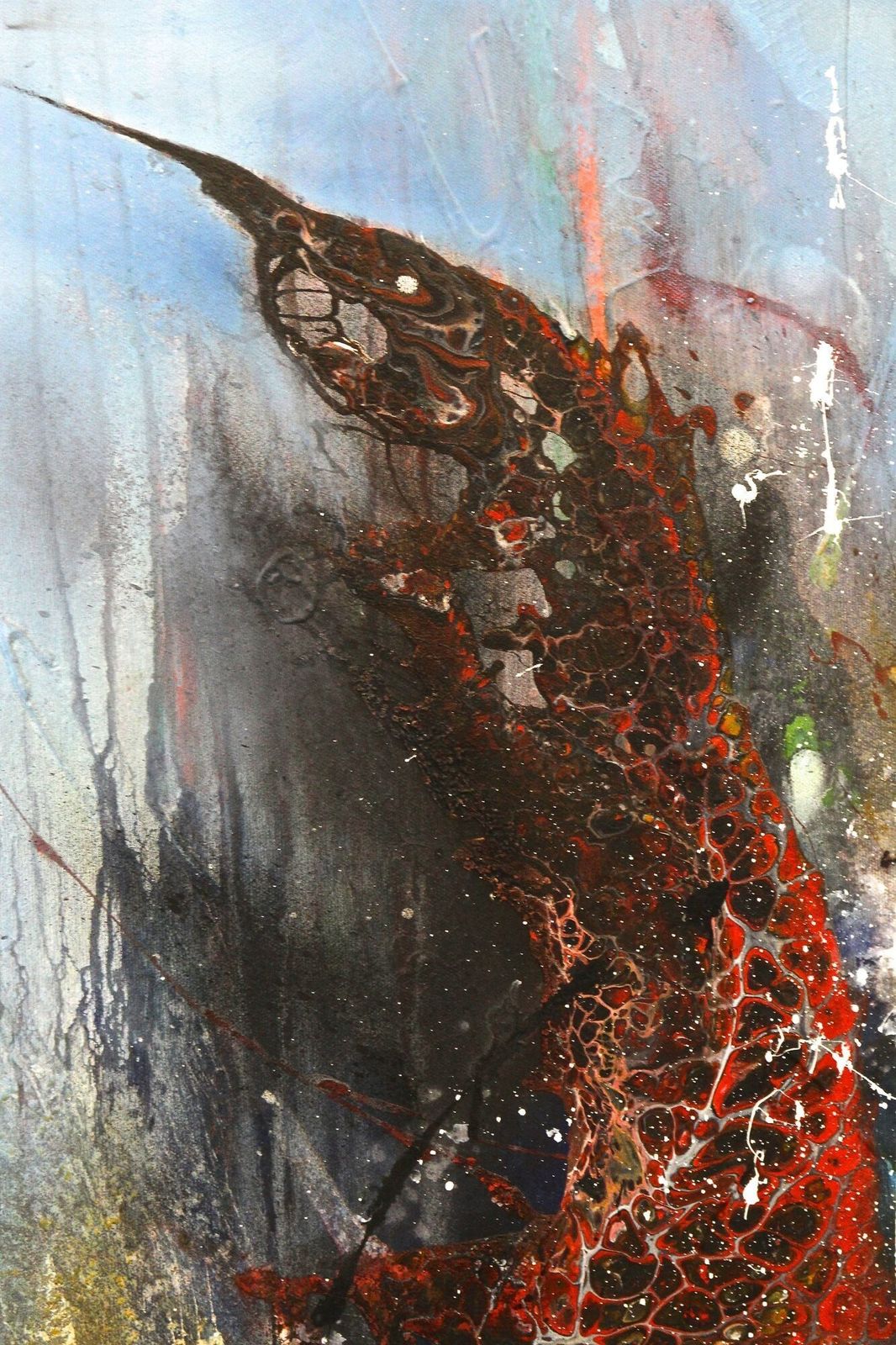Abstract Painting "Sea War", Acrylic On Canvas By Ms, Steel Frame, At 2021 photo buy