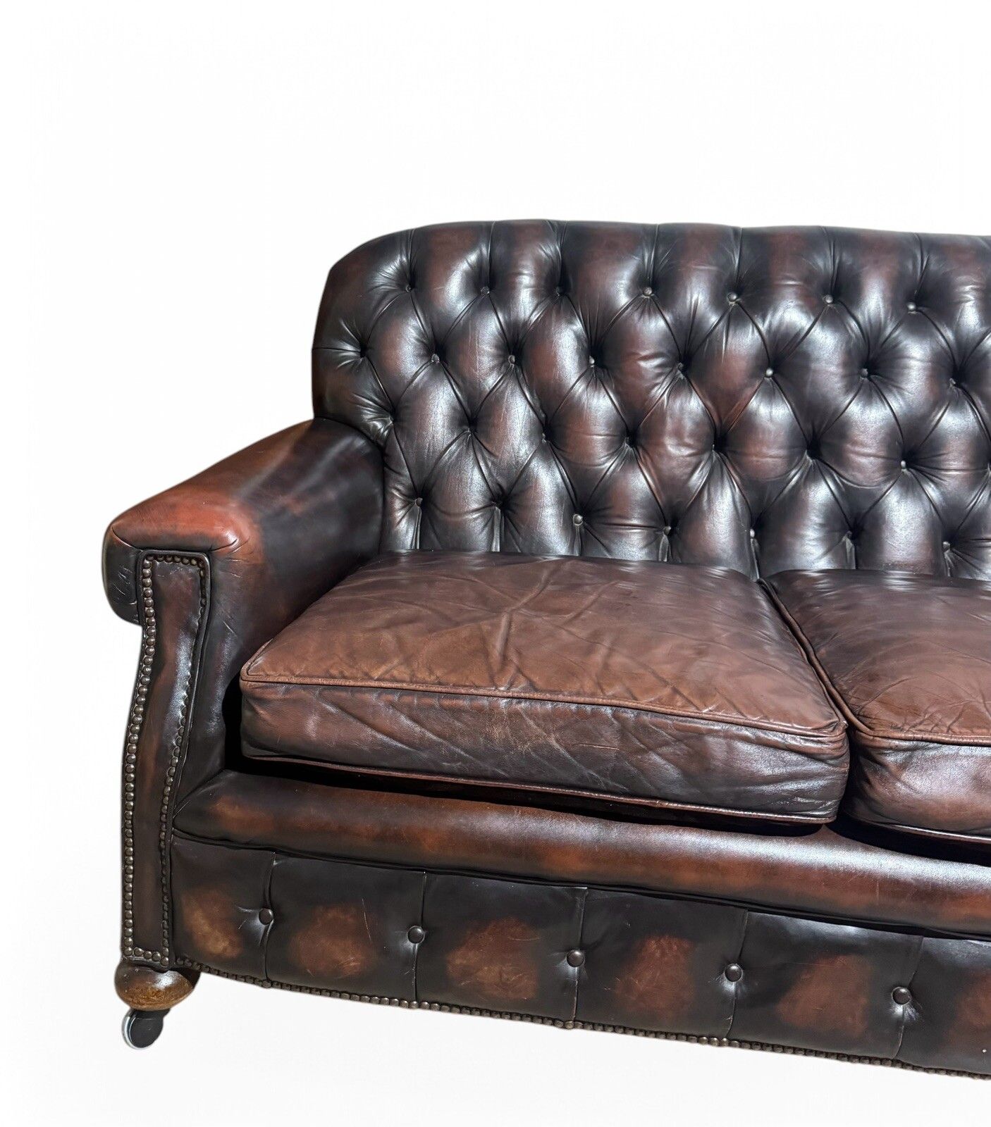 photo buy Antique Leather Chesterfield Sofa C1920 Country House  Brown Leather And Suade