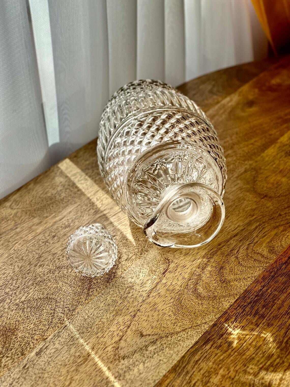 19th Century Irish Barrel Shaped Glass Decanter  Molded Diamond Design C. 1820 1830 photo for sale
