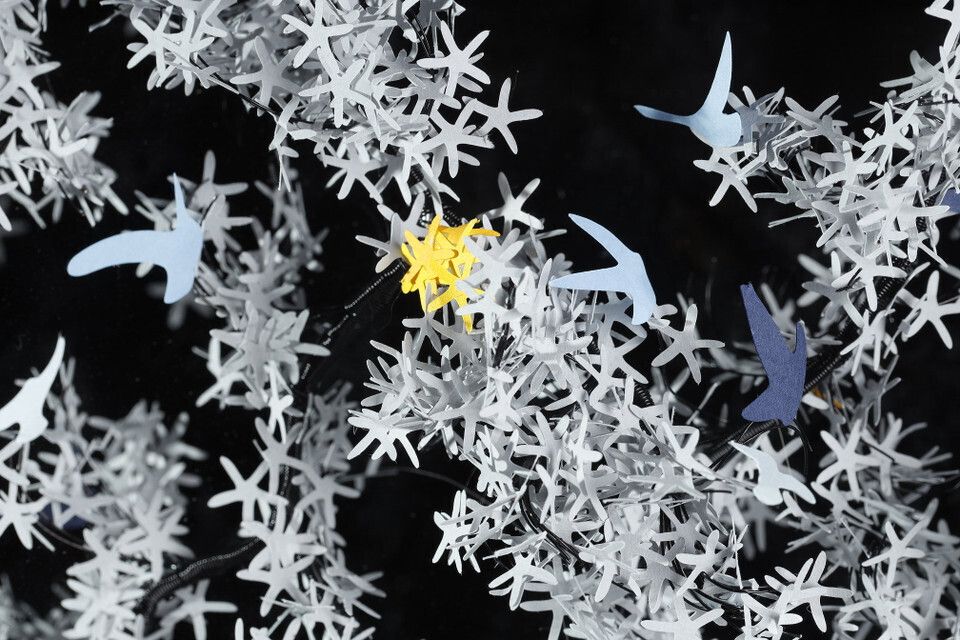 2458.0 Metal And Paper Creation By Lebanese Artist Nayla Tabet &Quot;The Bird Effect&Quot. photo