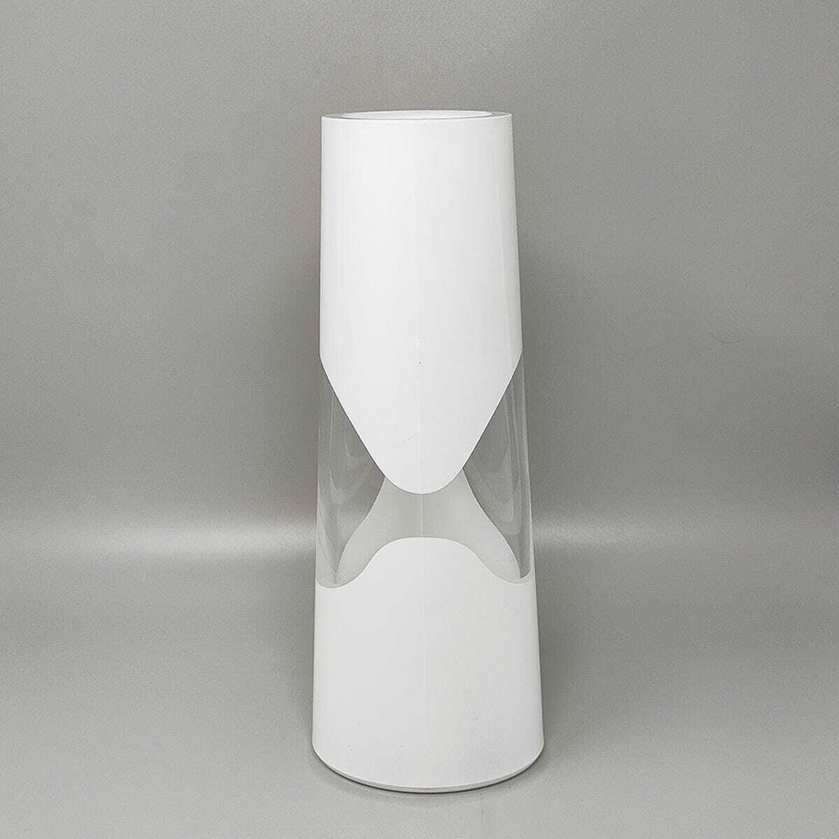 1970s Astonishing White Space Age Vase By Linea Glass. Made In Italy photo vinterior