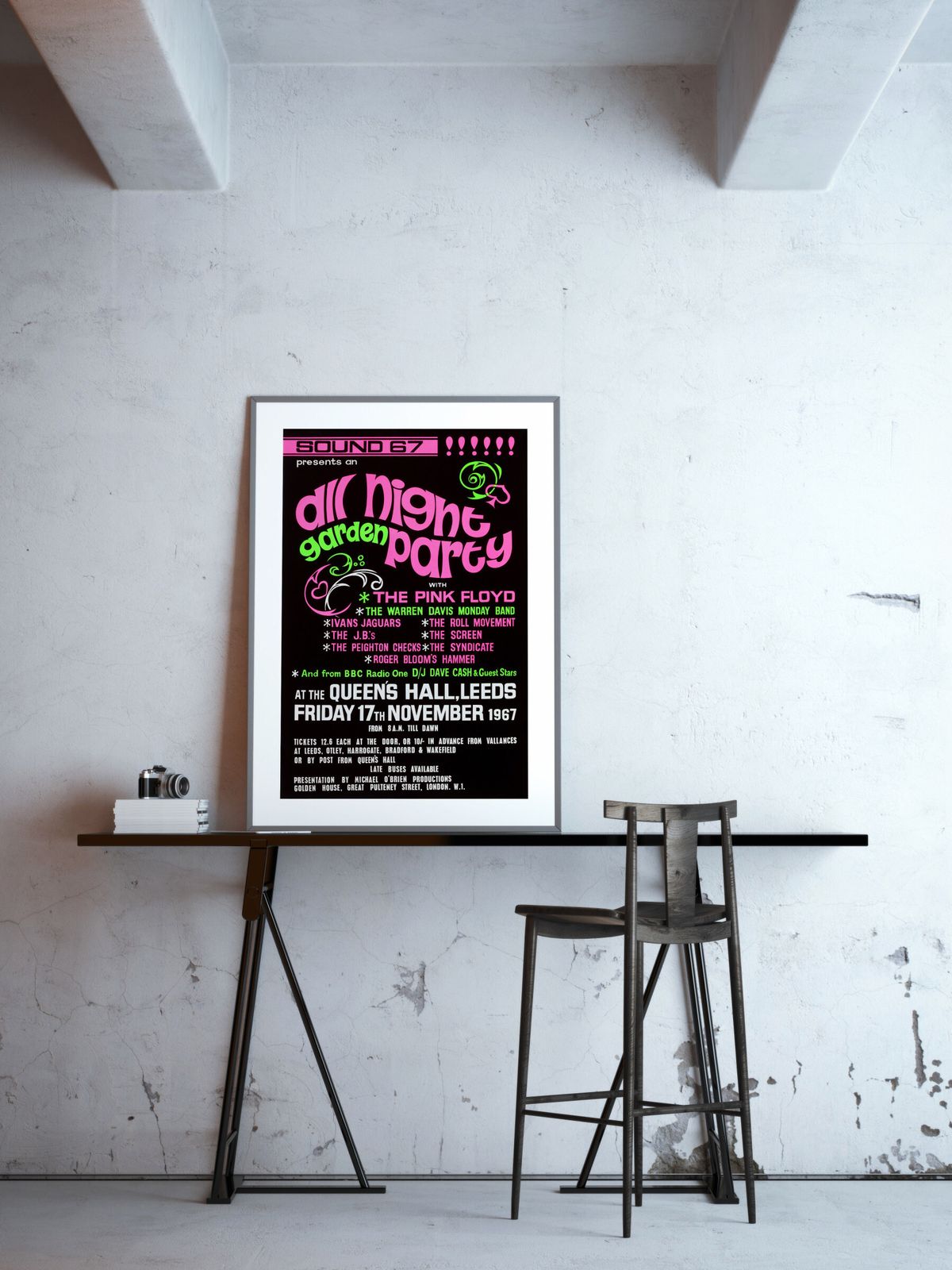 Pink Floyd Original Vintage Uk Concert Poster, Queen's Hall, Leeds, 1967 photo for sale