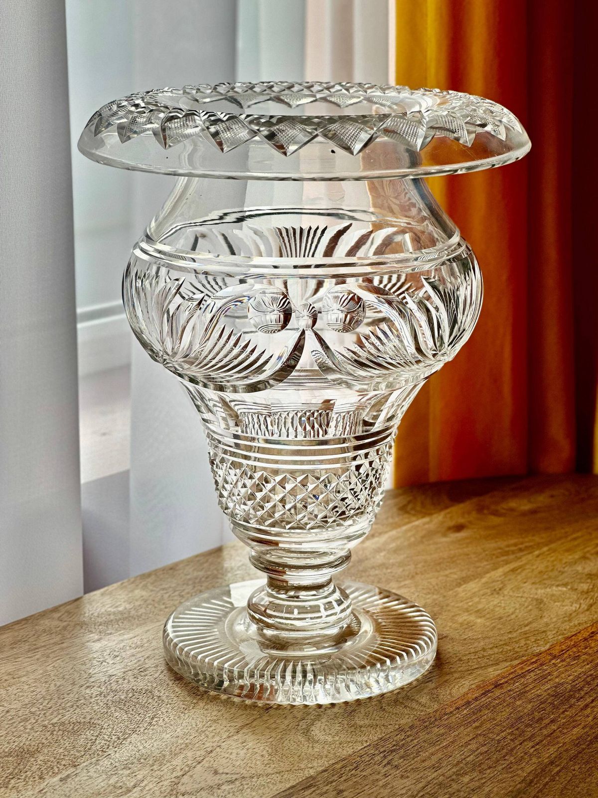 19th Century Anglo Irish Cut Crystal Pedestal Bowl – Grand Georgian Glassware, 27 Cm photo buy