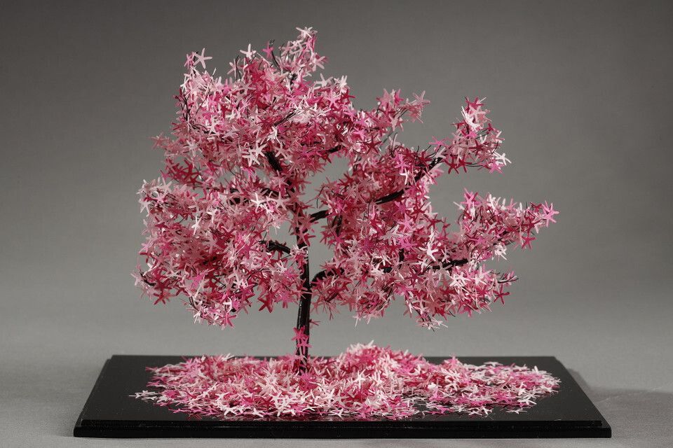 Metal And Paper Creation By Lebanese Artist Nayla Tabet &Quot;The Pink Tree&Quot. photo for sale