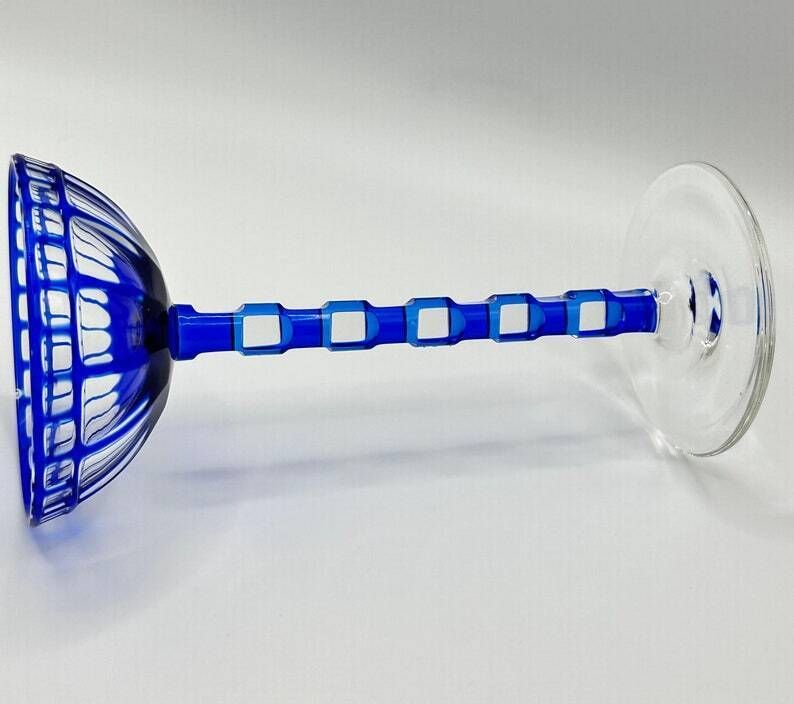 1908 Otto Prutscher Blue Sweet Wine Glass For Meyr’s Neffe, E. Bakalowits Söhne, Mod. I 195, Rare Design With Provenance photo Home Decor