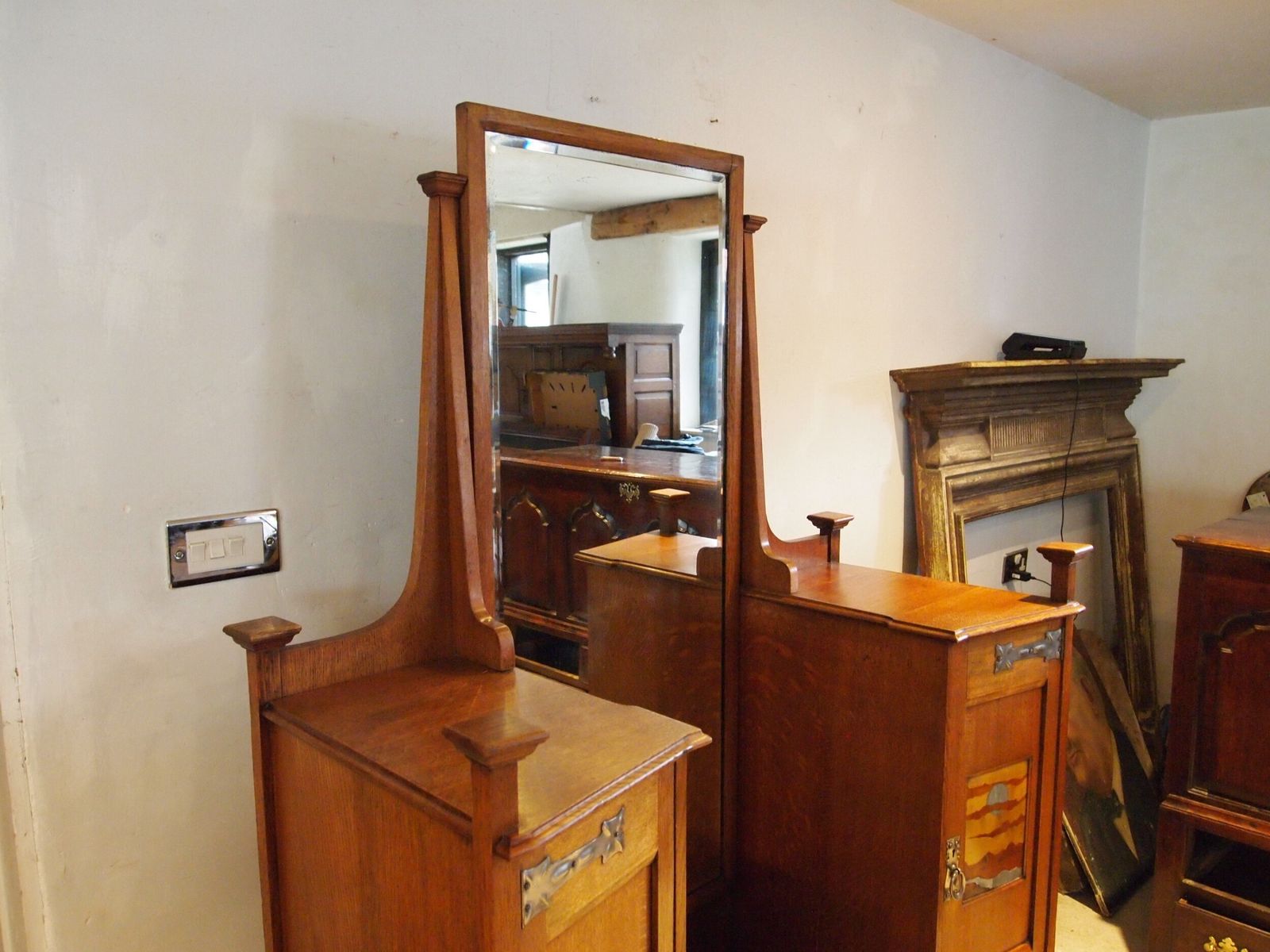 Dressing Table Outstanding Arts & Crafts Oak Manner Of E A Taylor C1900 photo vinterior