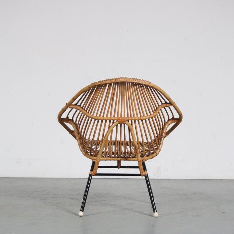 1950s Rattan Chair By Rohé, Netherlands photo vintage