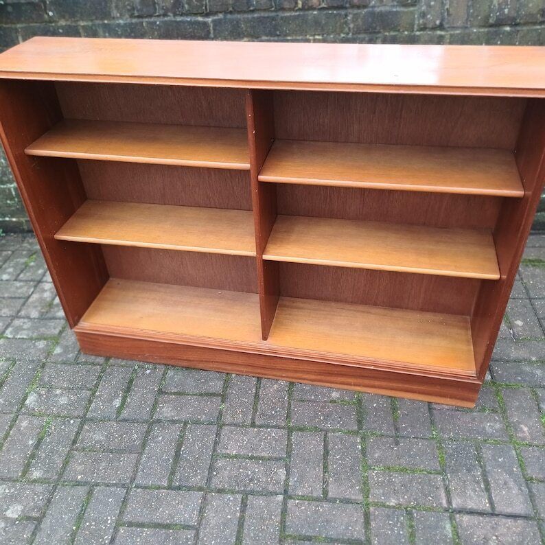 Classic Solid Wood Mid Century Retro Glazed Display Bookcase With Thick Glass Doors photo furniture