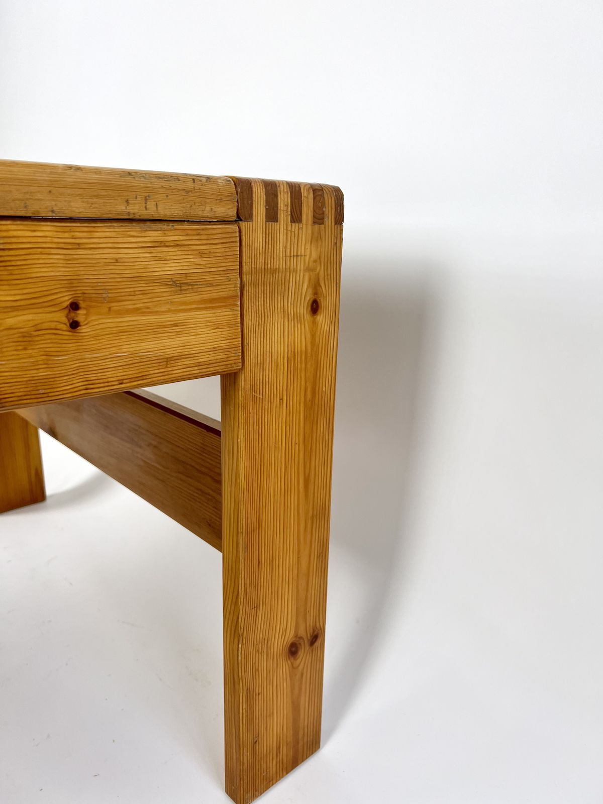 Furniture Vintage Pine Coffee Table, France 1970s photo