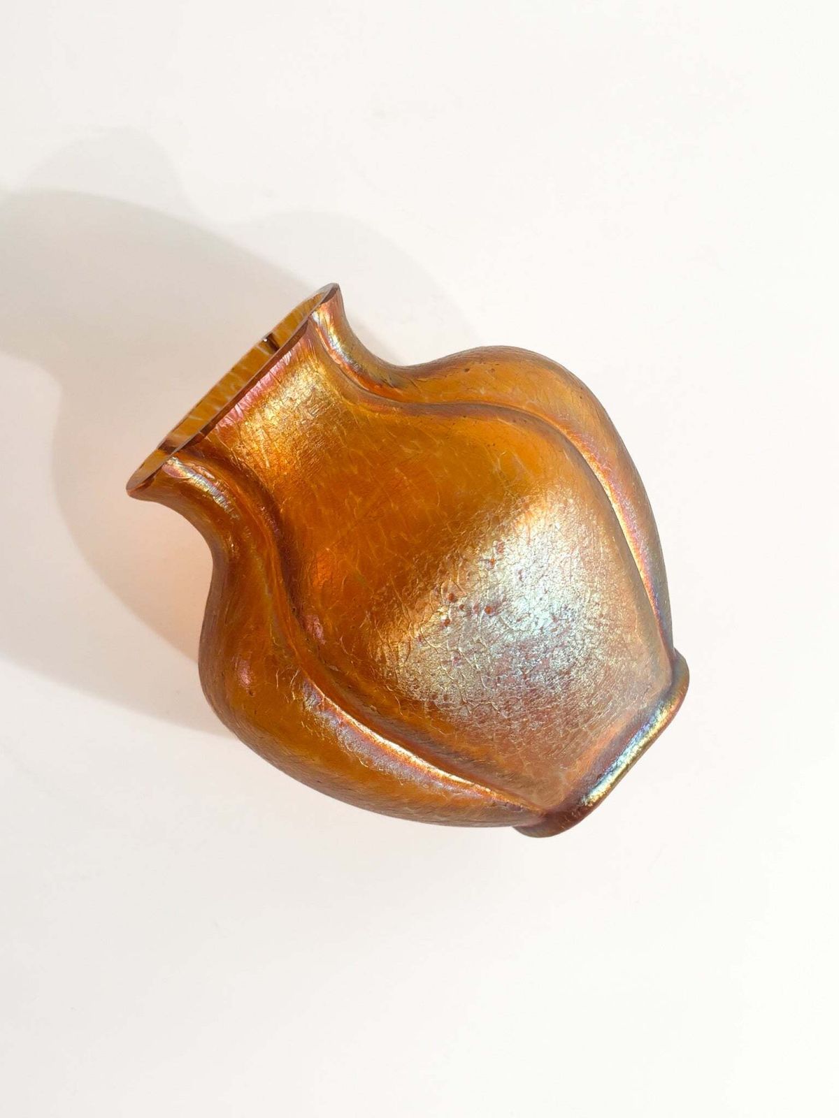 Loetz Glass Vase Pink And Orange Iridescent 1950s photo buy