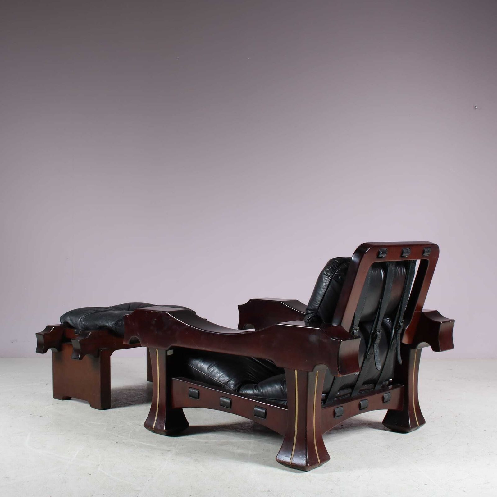 photo for sale Italian Lounge Chair With Foot Stool By Luciano Frigerio, 1970