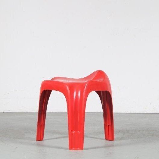 2000s Red “Casalino” Stool By Alexander Begge For Casala, Germany – Large Stock!