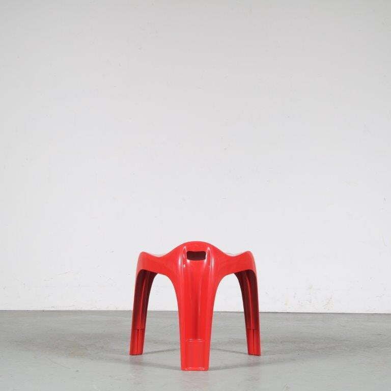 2000s Red “Casalino” Stool By Alexander Begge For Casala, Germany – Large Stock! photo 84.0