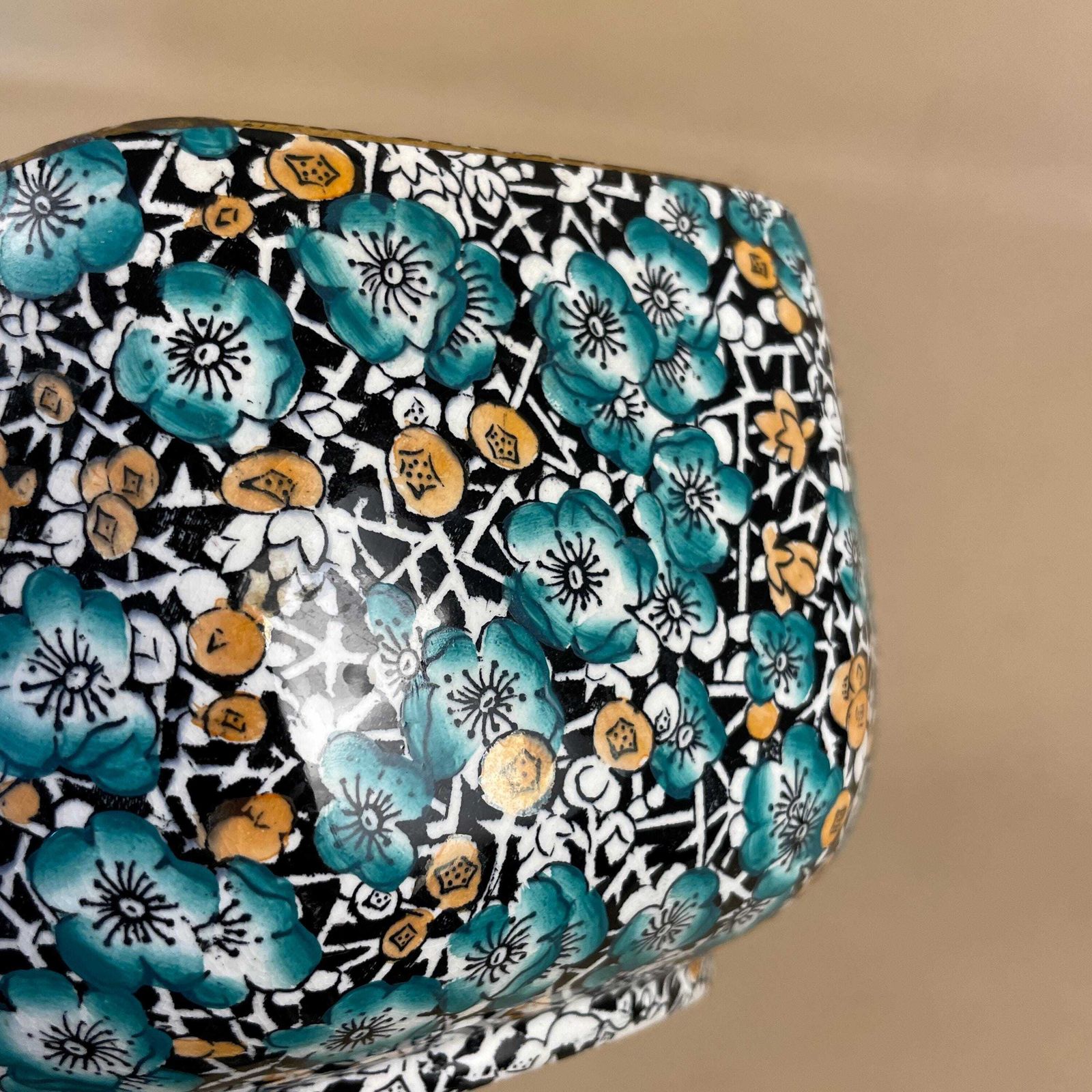 Antique Till & Sons Ceramic Hand Painted Floral Bowl Plate Decorative Porcelain 20cm Across Patterned Pattern Blue White Black photo vintage