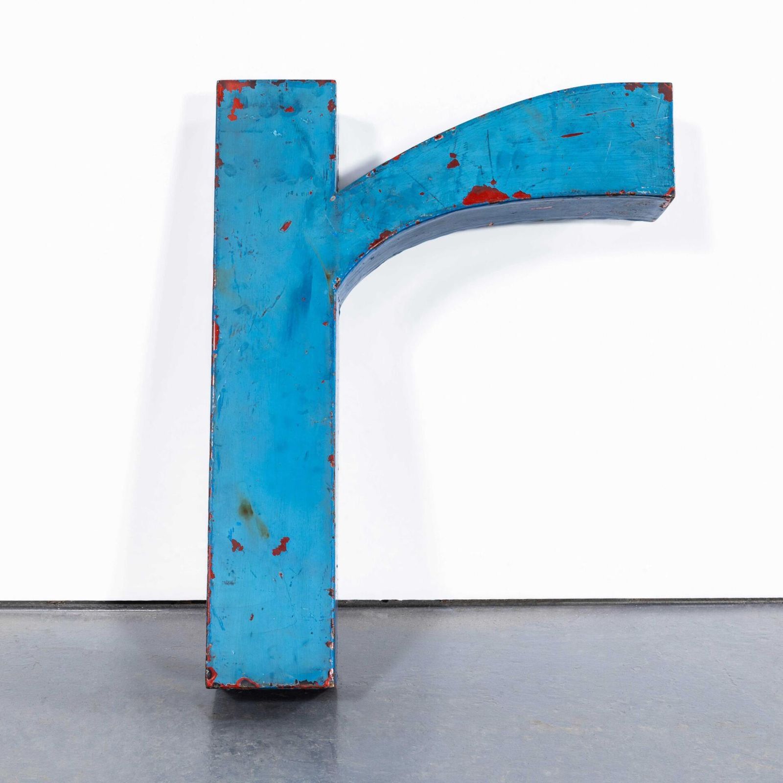 1950's Very Large Heavy Industrial Sign Letter   Blue R