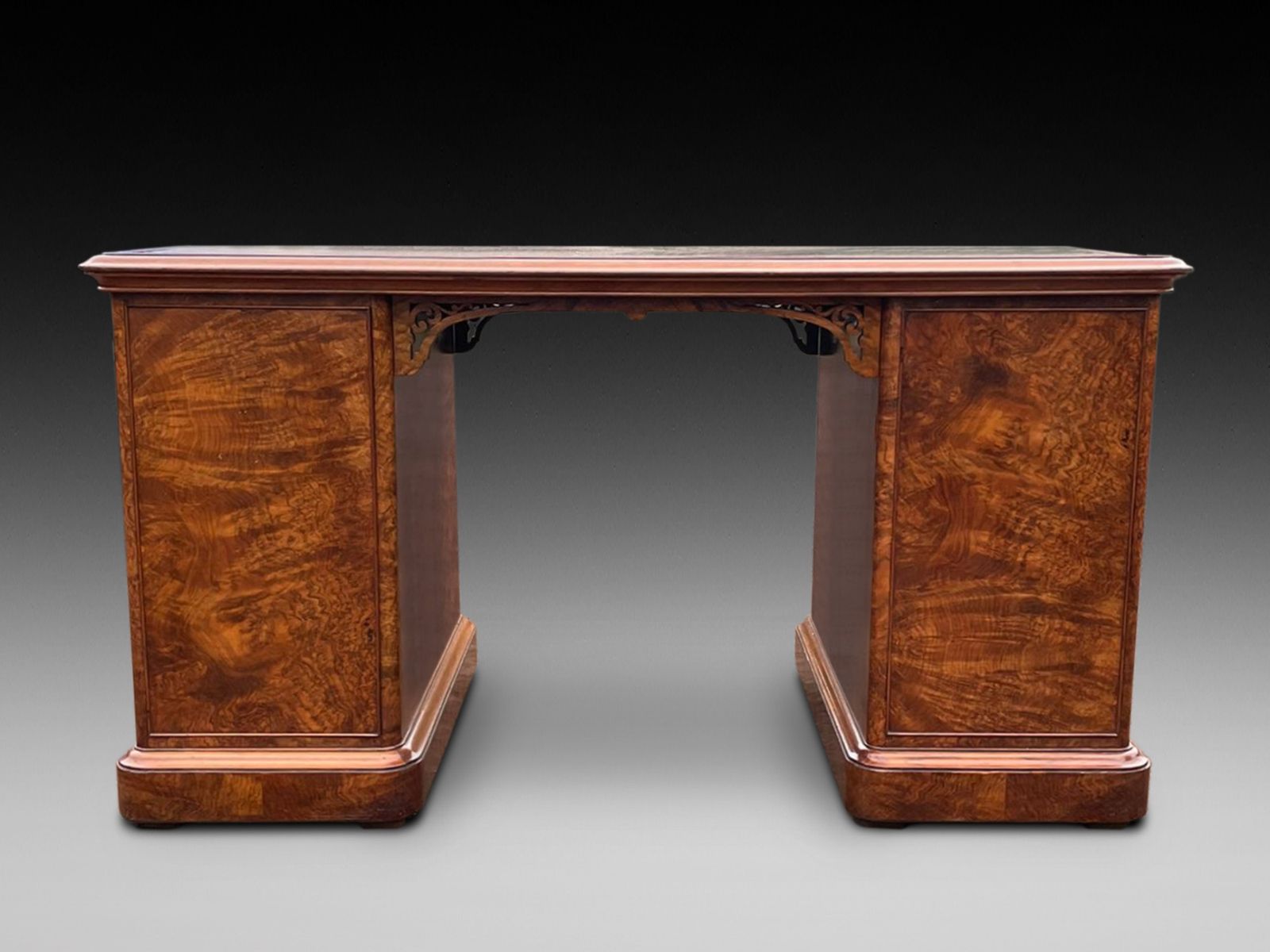 19th Century Figured Walnut Pedestal Desk photo Furniture