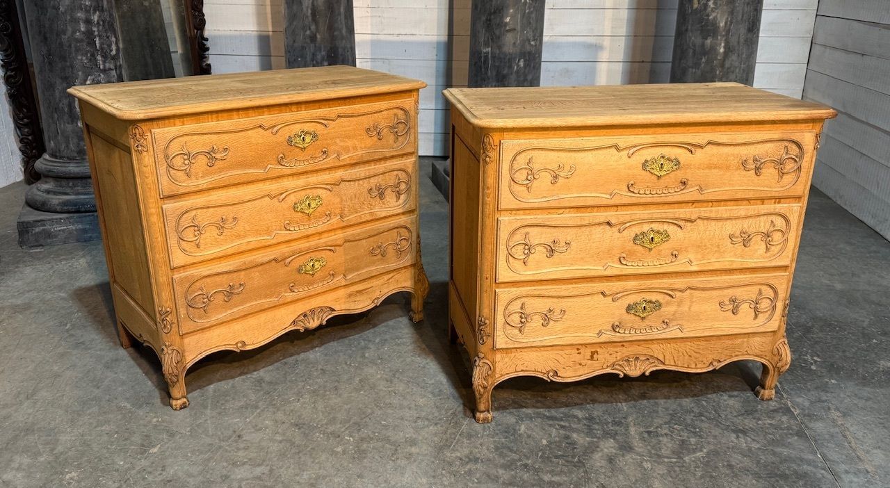 Rare Pair French Commode Chests Of Drawers