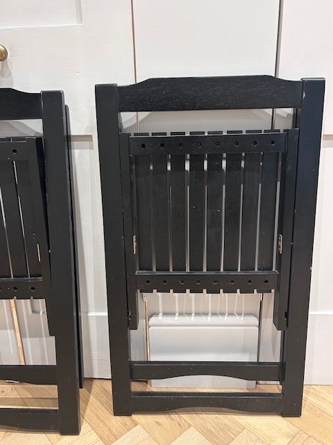 Vintage Black Folding Chairs. Striking Design Piece. photo 240.0