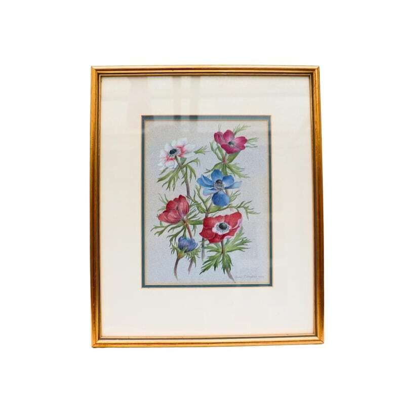 Original Botanical Watercolor By Joane Osborne 1994 Golden Framed Original Framed Art