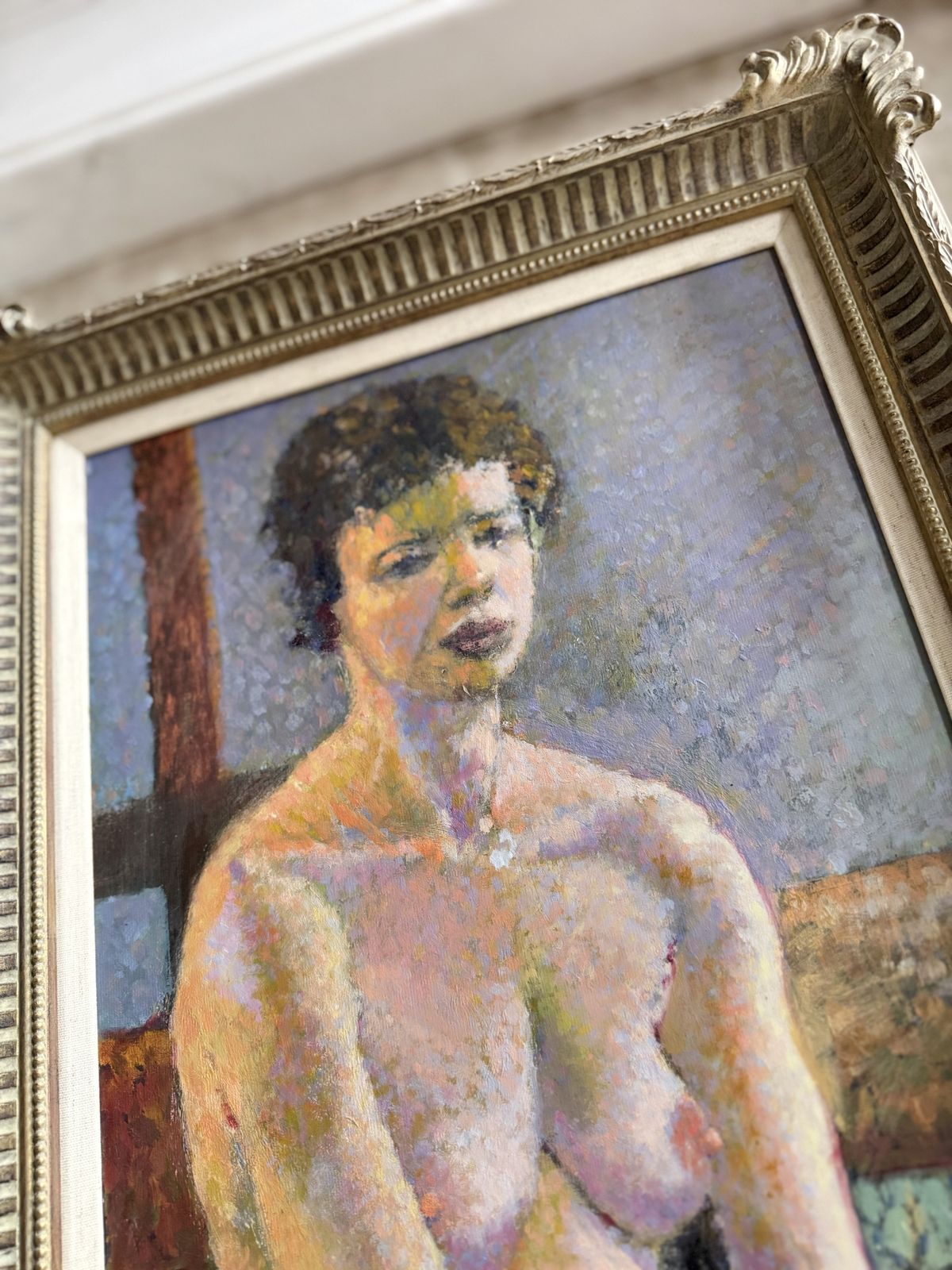 “Quietly Radiant” – A Beautiful Original Nude Painting On Board, Framed photo furniture
