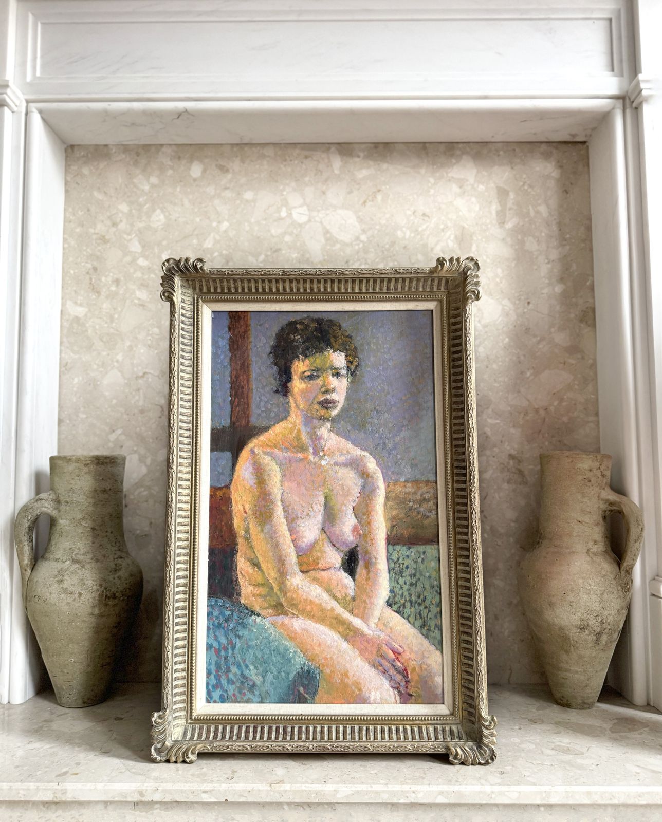 “Quietly Radiant” – A Beautiful Original Nude Painting On Board, Framed photo for sale