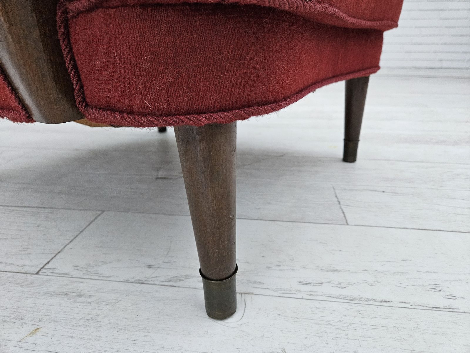 1960s, Danish Armchair By Alfred Christensen, Red Furniture Wool Fabric, Original Condition. photo for sale