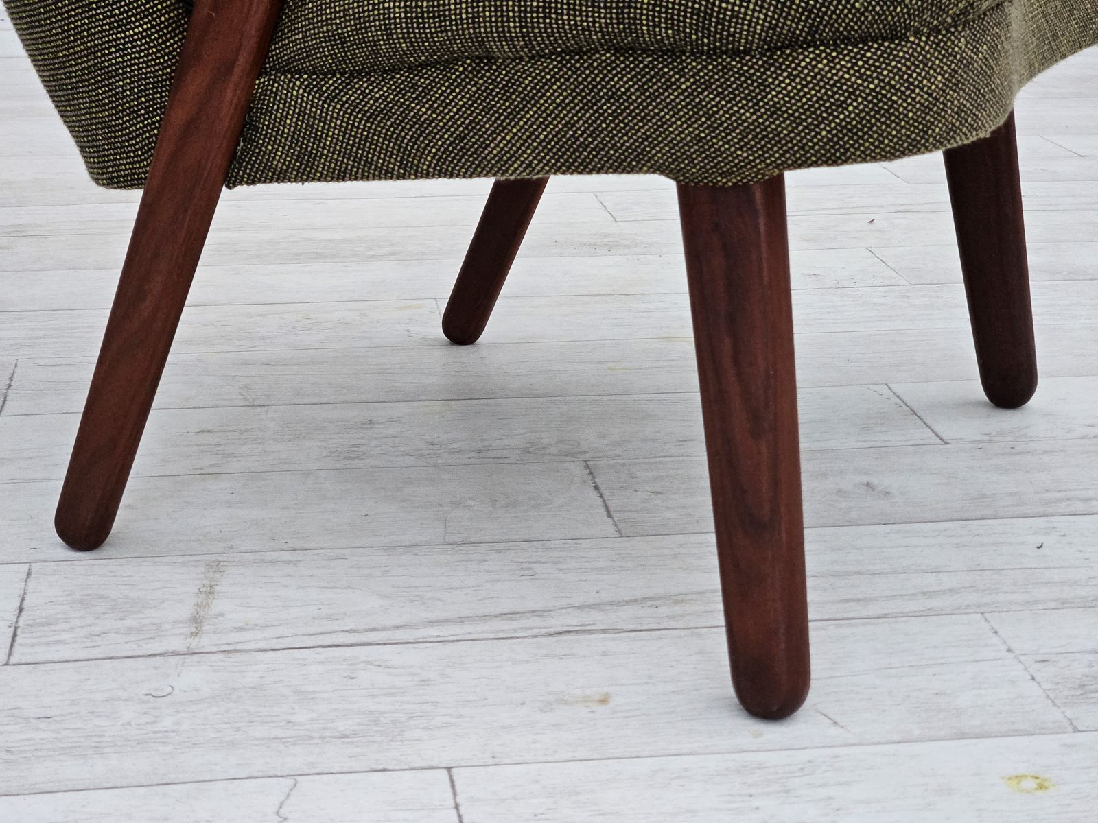 1960s, Danish Design By Erhardsen & Andersen, Armchair, Original Condition,Furniture Wool, Teak Wood. photo vintage