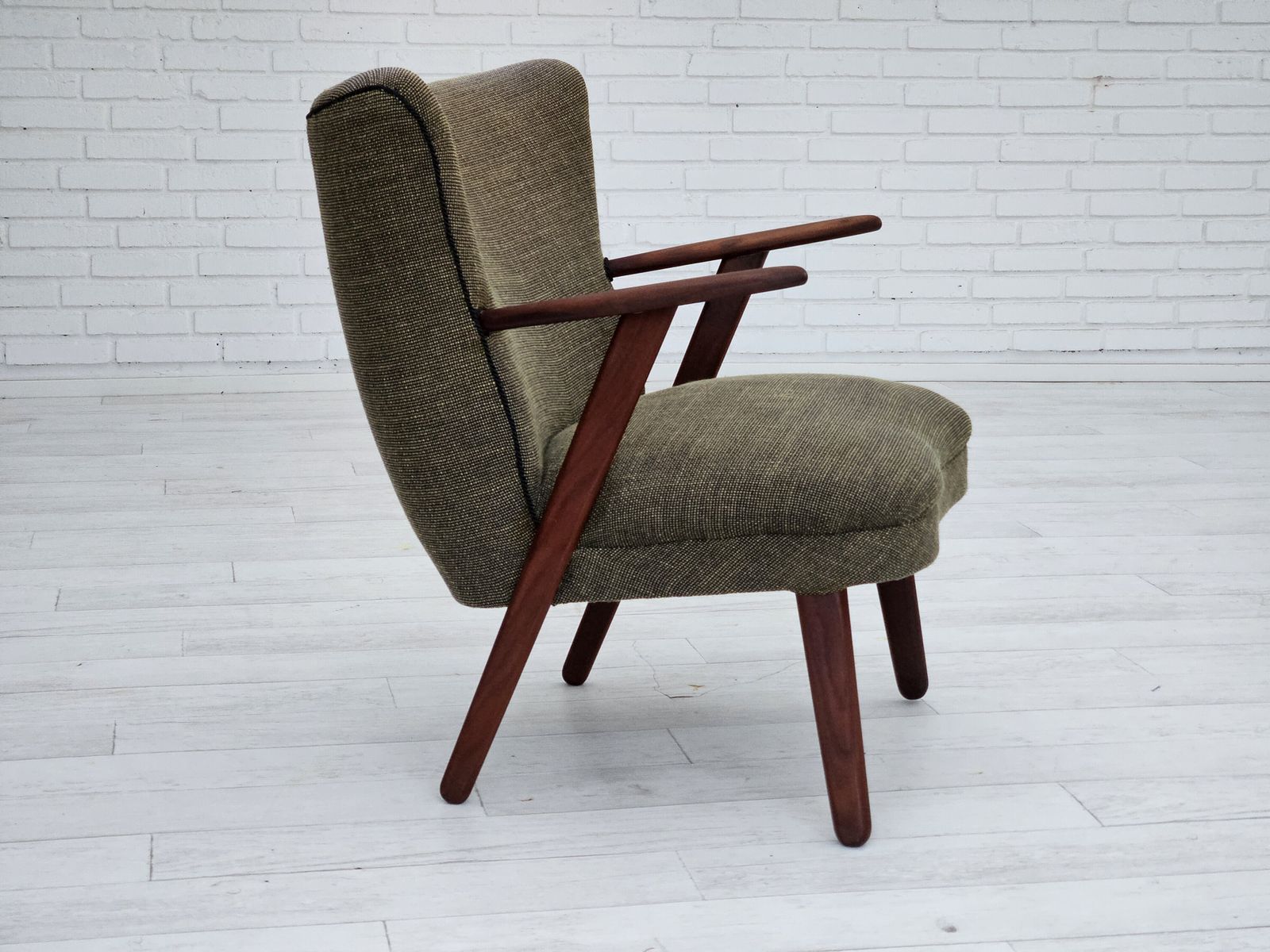 photo for sale 1960s, Danish Design By Erhardsen & Andersen, Armchair, Original Condition,Furniture Wool, Teak Wood.