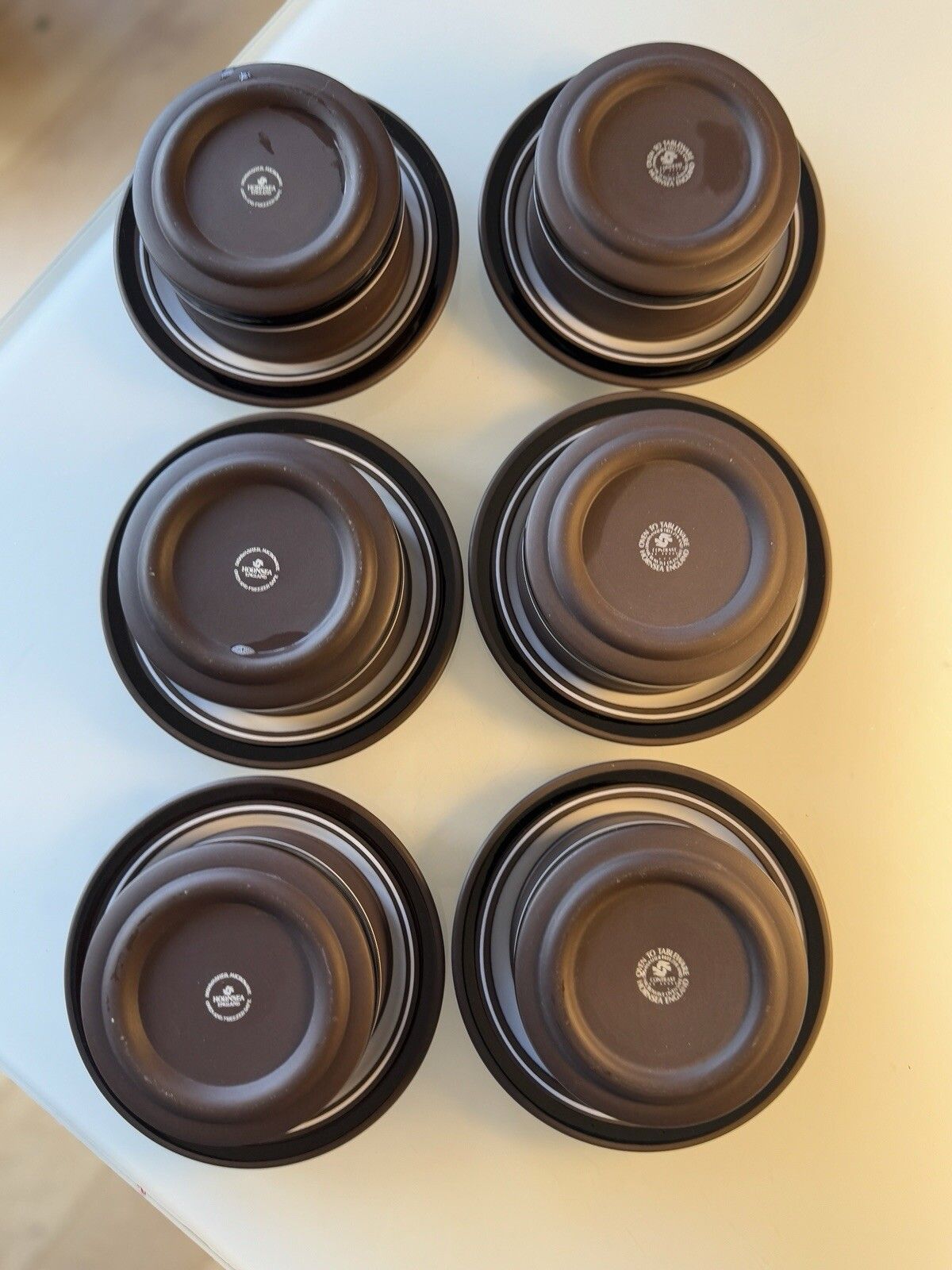 Set Of 6 Hornsea Contrast Straight Sided Soup Bowls And Saucers photo vintage