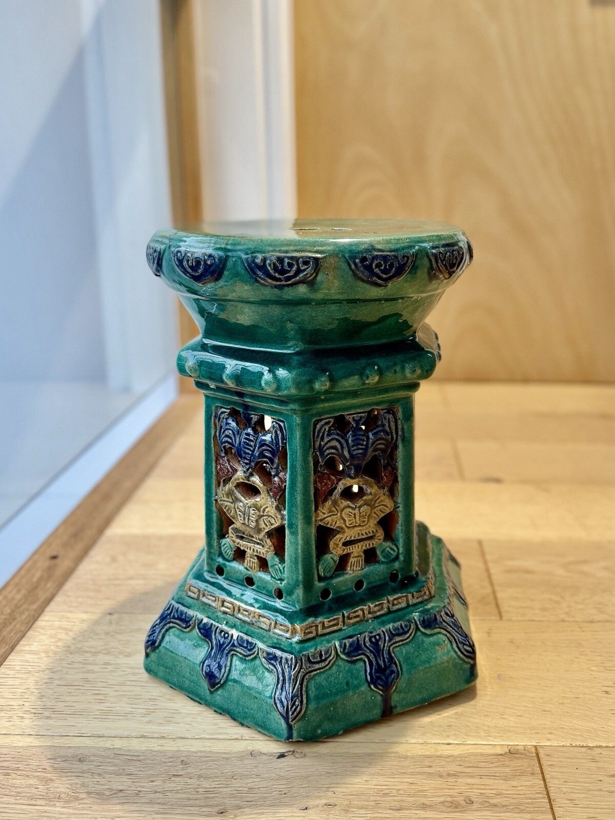 Vintage Mid 20th Century Chinese Earthenware Jardiniere / Pot Stand photo for sale