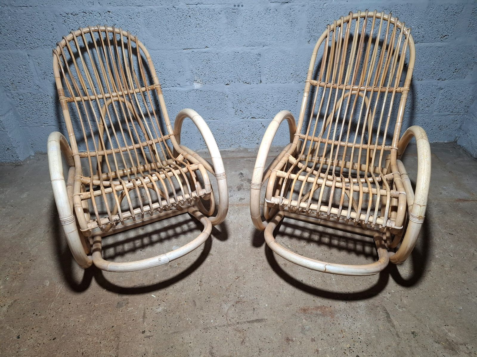 1970s Franco. Albini Bamboo Rocking Chair photo vinterior