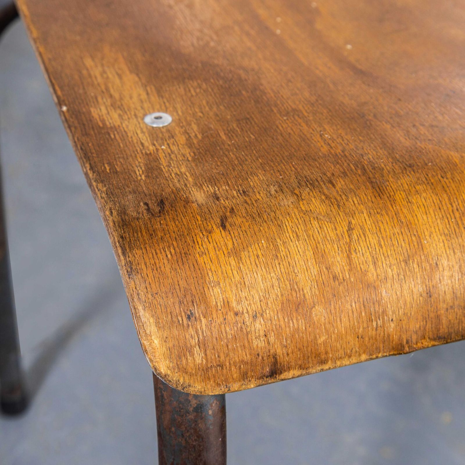 1960’s Original Battle Grey French Stacking University Dining Chairs – Good Quantity photo buy