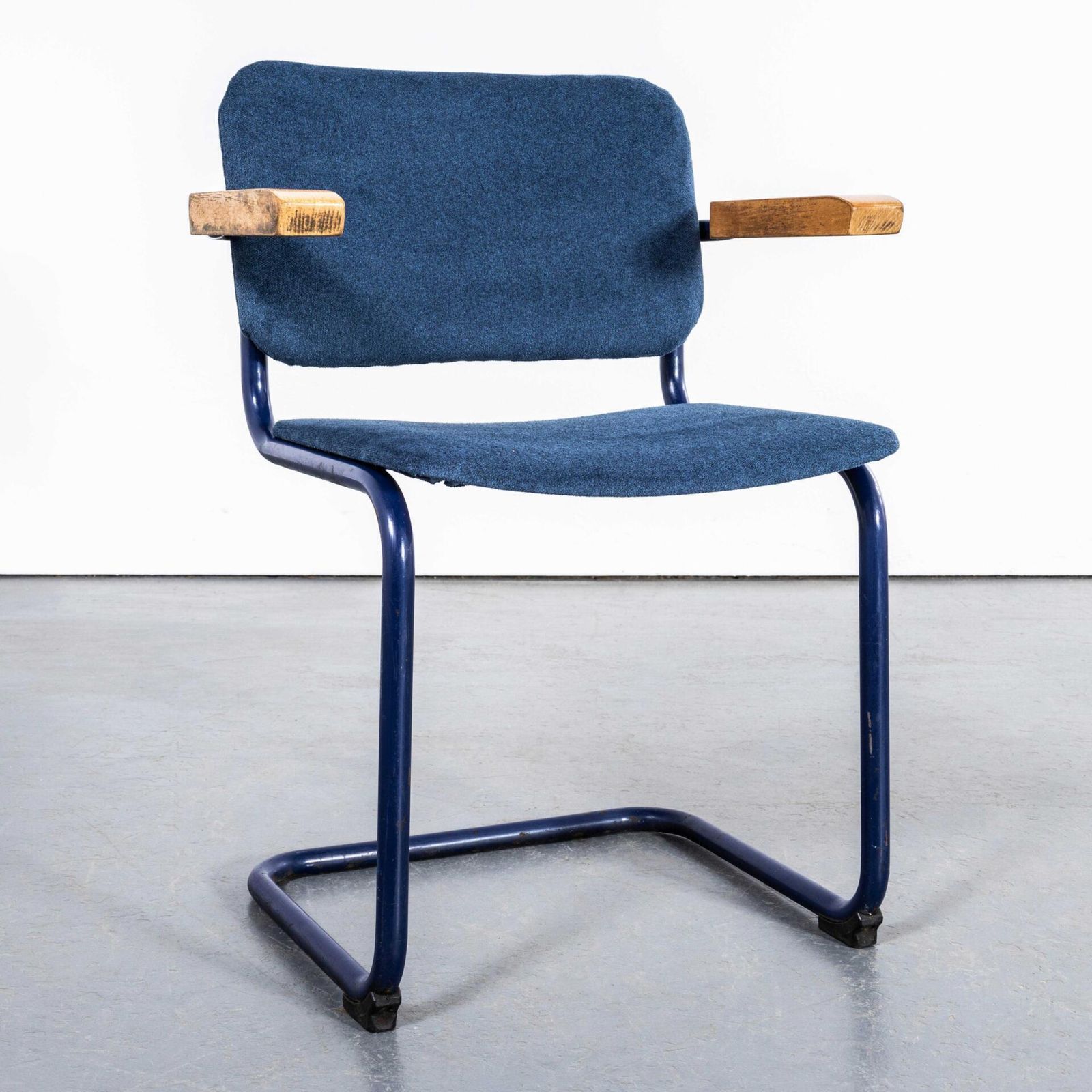 1970's Cantilever Blue Frame Dining Chair With Denim Blue Upholstery   Set Of Eight photo 945.6
