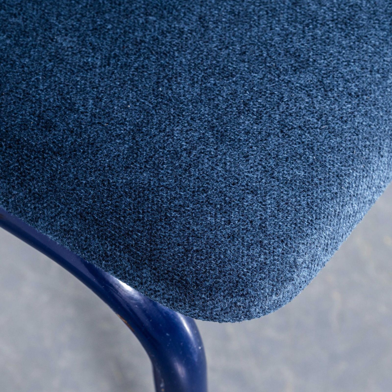 1970's Cantilever Blue Frame Dining Chair With Denim Blue Upholstery   Set Of Eight photo buy