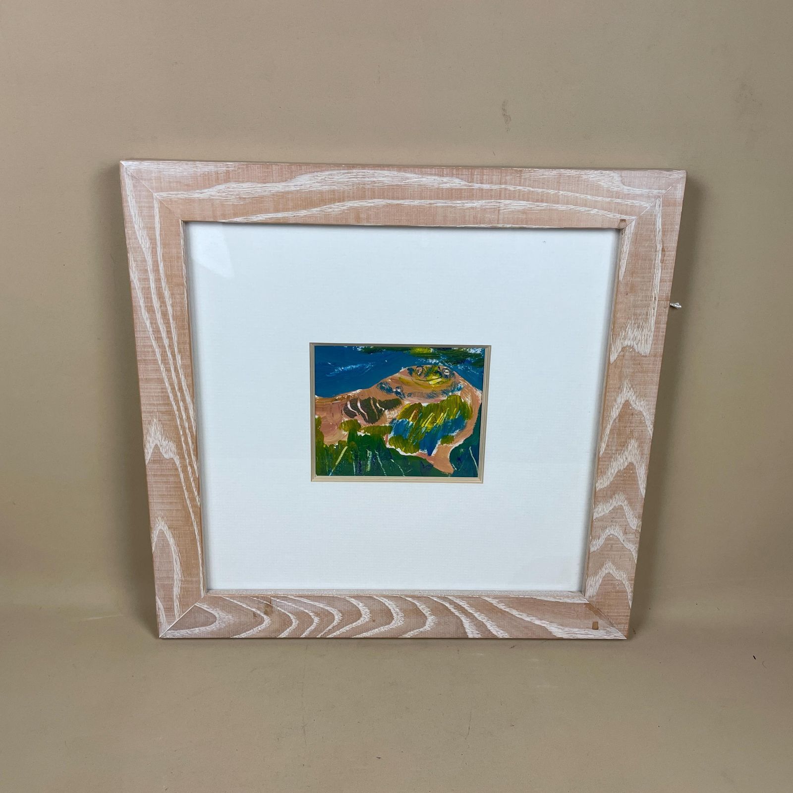 Joanna Day Artwork Original Art Acrylic Hand Painted Abstract Pale Wooden Frame Warm Pink Green Blue 38cm X 34.8cm Small Focal photo buy