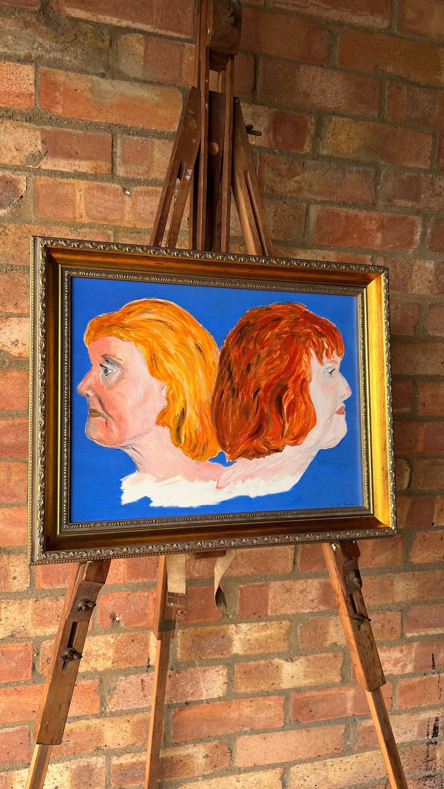 Late 20th Century Oil Painting – Dual Portrait With Vibrant Colours