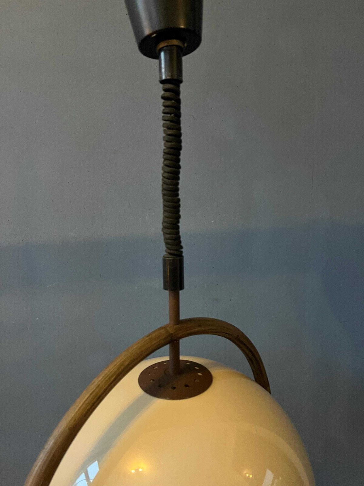 Mid Century Bamboo Dijkstra Space Age Mushroom Hanglamp photo vintage