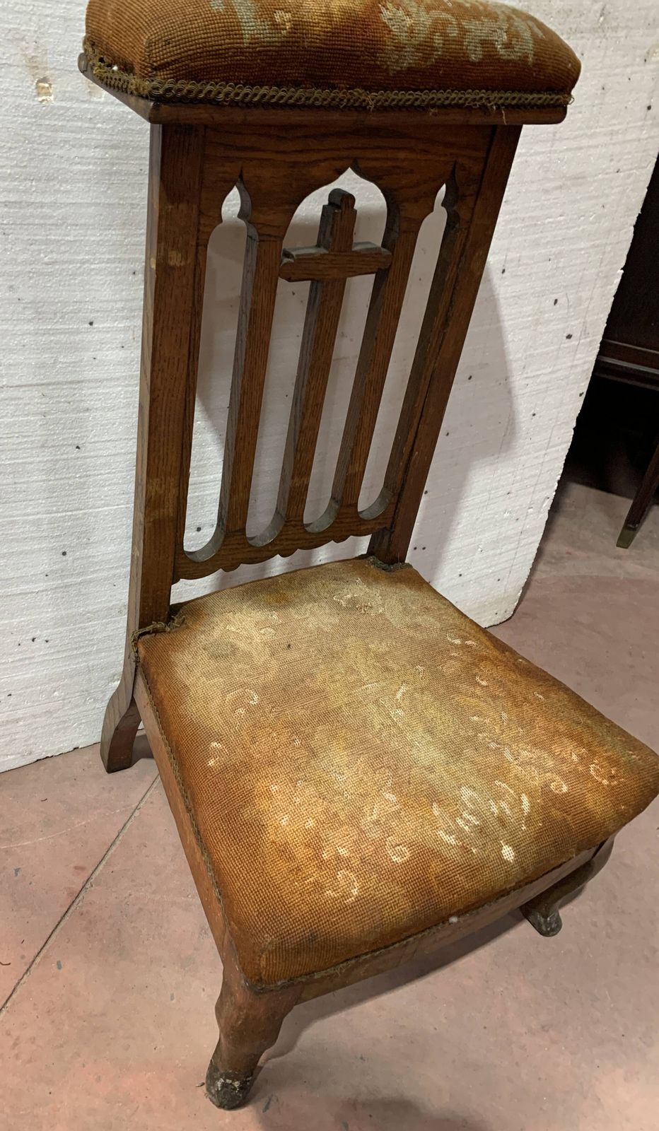 19th Century Solid Oak Prayer Chair photo furniture