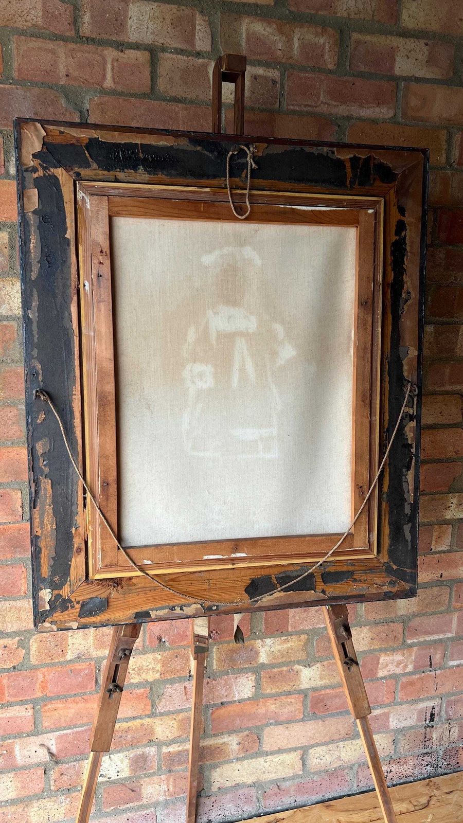 photo furniture Early 1900s Large Framed Canvas Portrait – Young Girl In Blue Dress