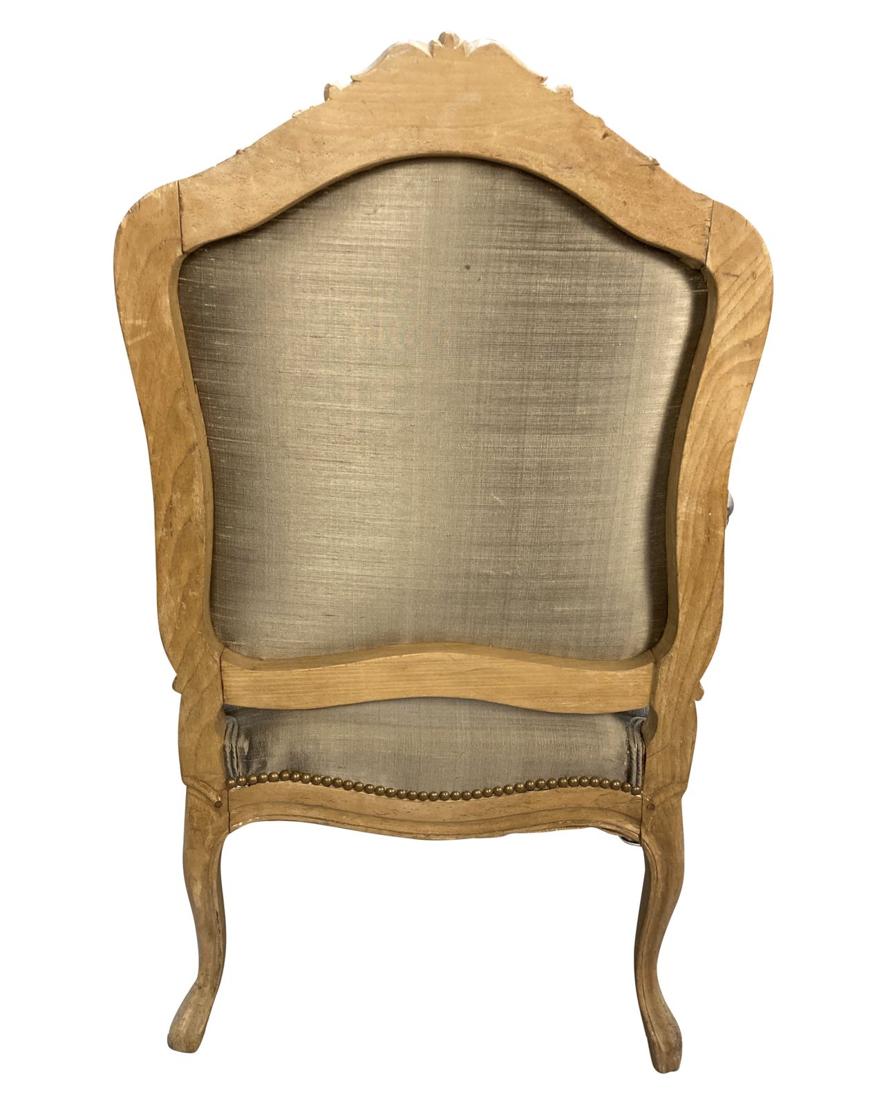 A Bleached Fruitwood Louis XV Armchair Upholstered In Silk photo buy