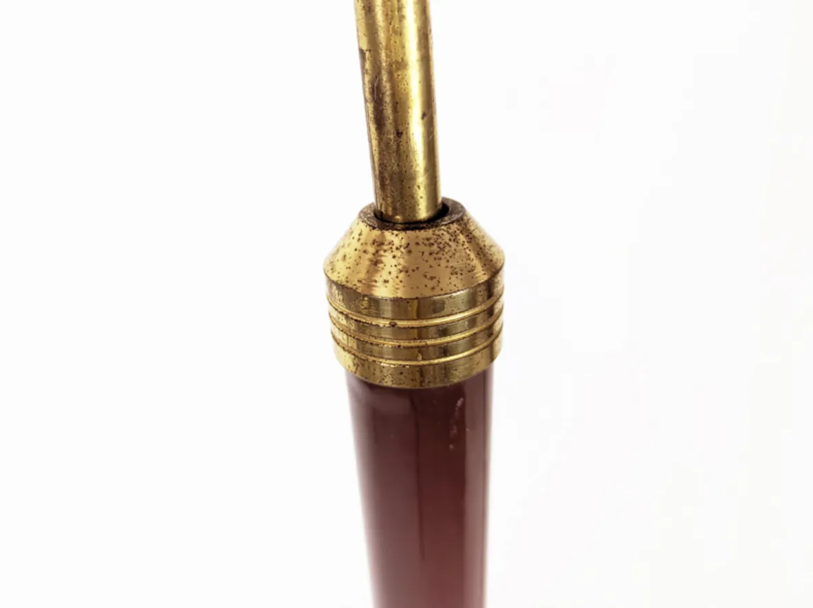 Italian Burgundy Metal & Brass 1940s Floor Lamp photo 1550.0