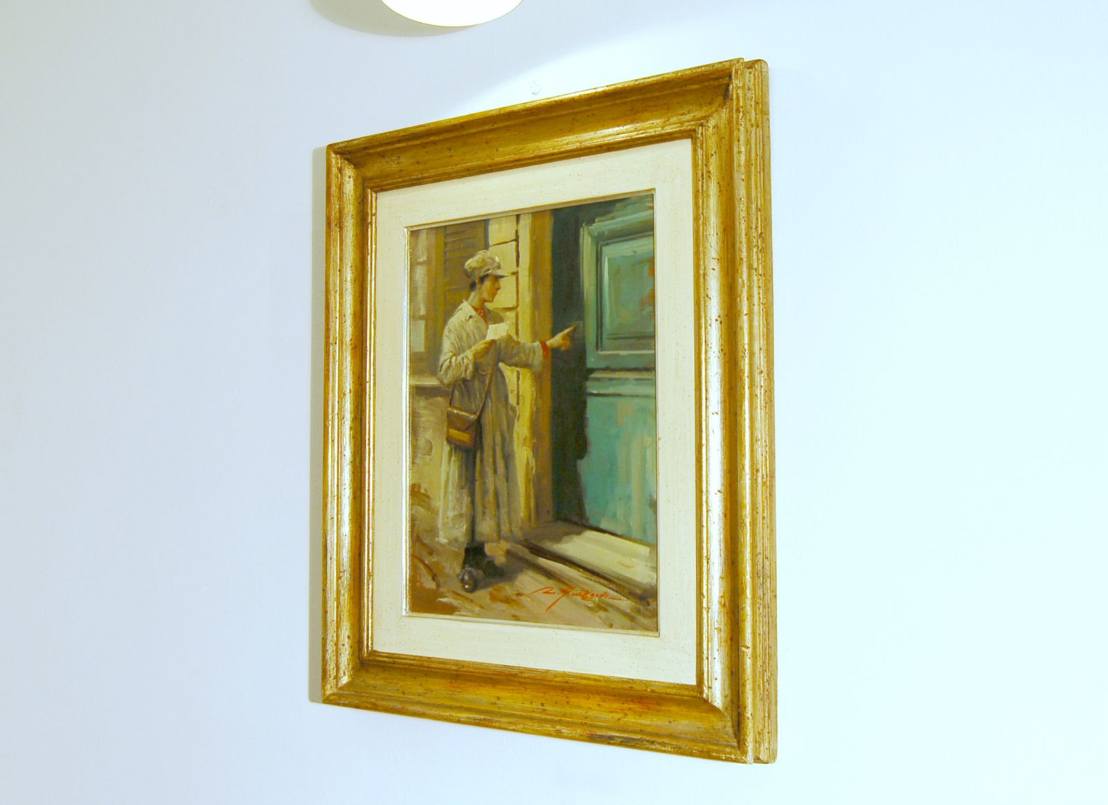 Rialdo Guizzardi ( Milano 1920 ) Oil On Canvas / The Telegraph Messenger photo for sale